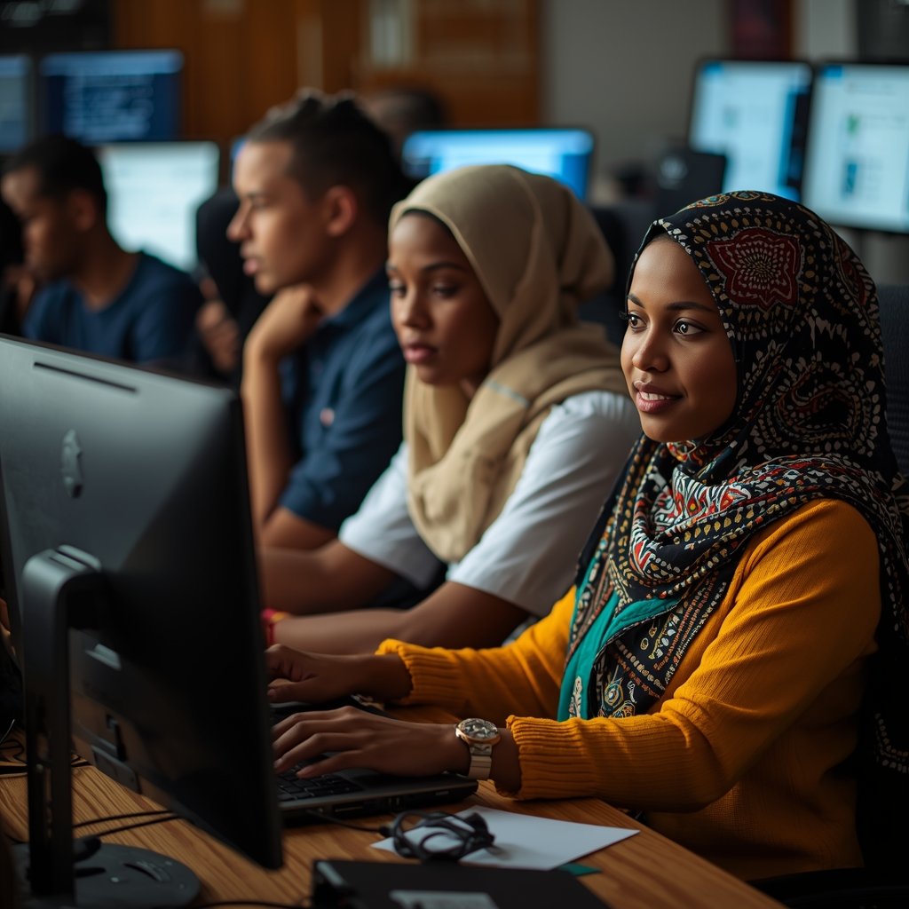 lucid origin a beautiful image of somali youth it workers team in service 0