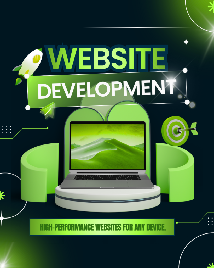 green and blue modern website development instagram post